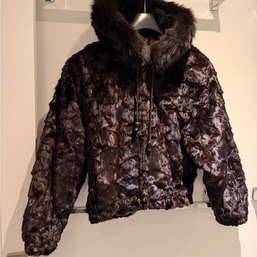 Luxurious vintage 100% fur bomber jacket